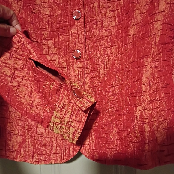 Erin Textured Red Button-Up Jacket Woman Size S - Picture 6 of 7